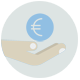 icono mano y una moneda